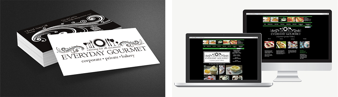 Everyday Gourmet business cards and website design