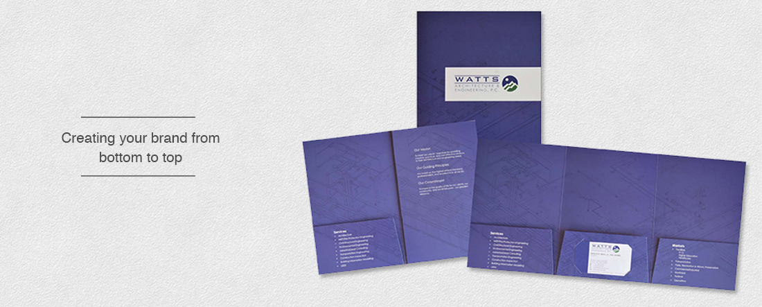 Creating your brand from bottom to top. Folders for Watts Architecture & Engineering, P.C.